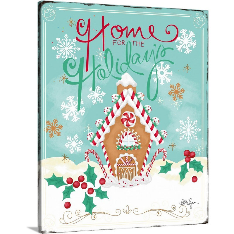 «Gingerbread House» par LoriLynn Simms - peinture sur toile tendue, H 14 po x l 11 po, Toile tendue
