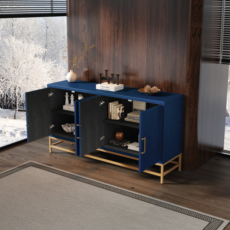 Buffet décoratif Zavien, Bleu marine, 32.7" H x 59.8" W x 15.7" D