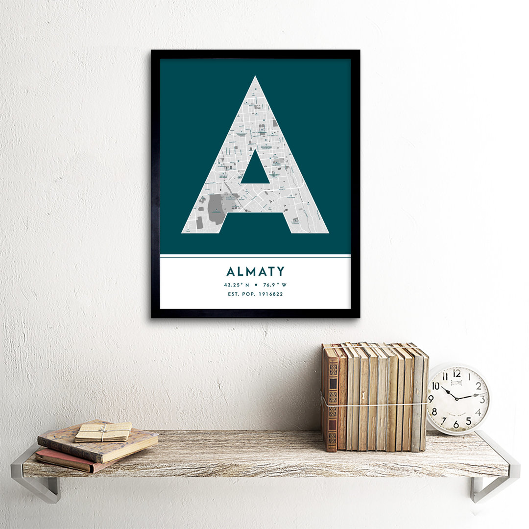 Almaty City Map Almaty Kazakhstan City Map - Single Picture Frame Typography