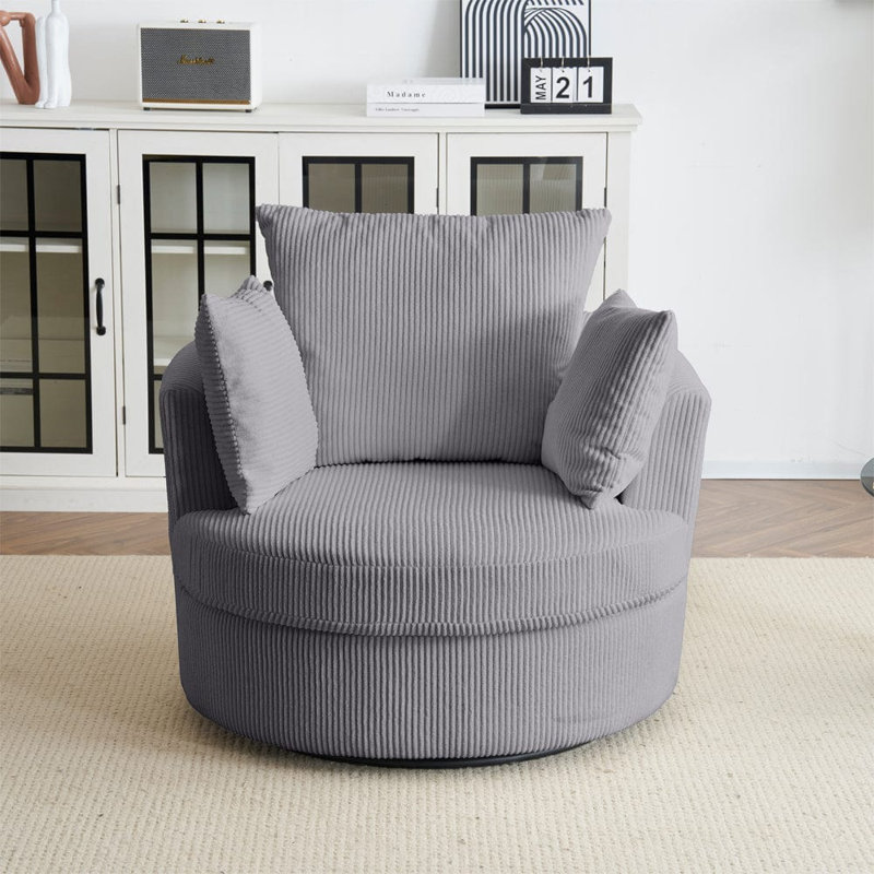 Advita Upholstered Swivel Armchair, Grey