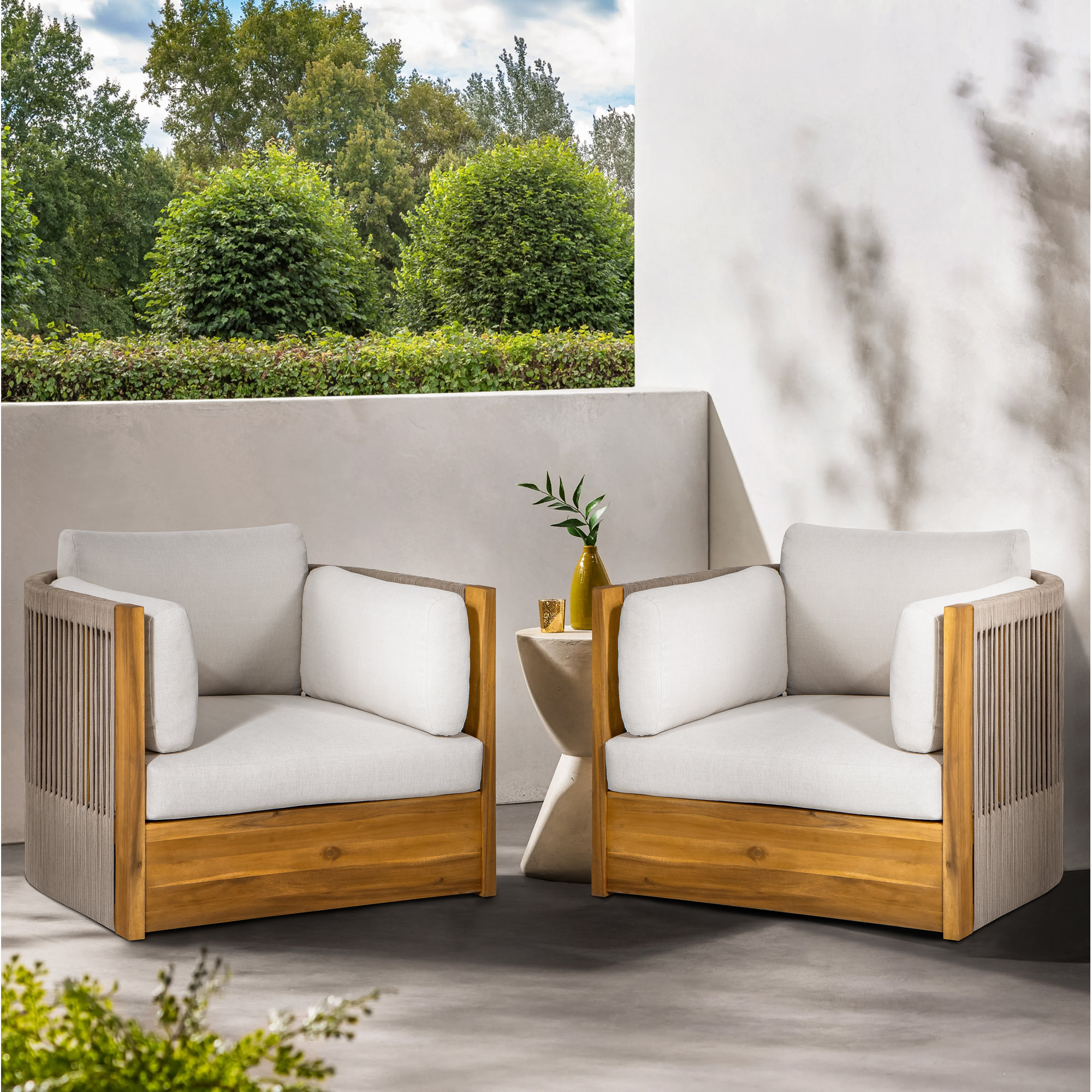 Layton Acacia Outdoor Swivel Chair (Set Of 2)
