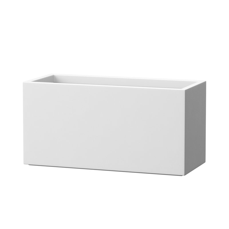 23.5 Inch Rectangle Concrete Planter, Ideal For Succulents & Houseplants, Bright White, Bright White