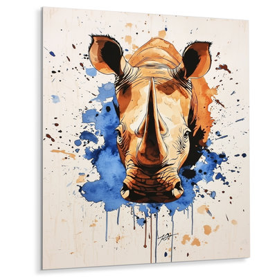 Strong Rhino Resilience - Rhinoceros Animal Metal Decor, Modern Metal Print