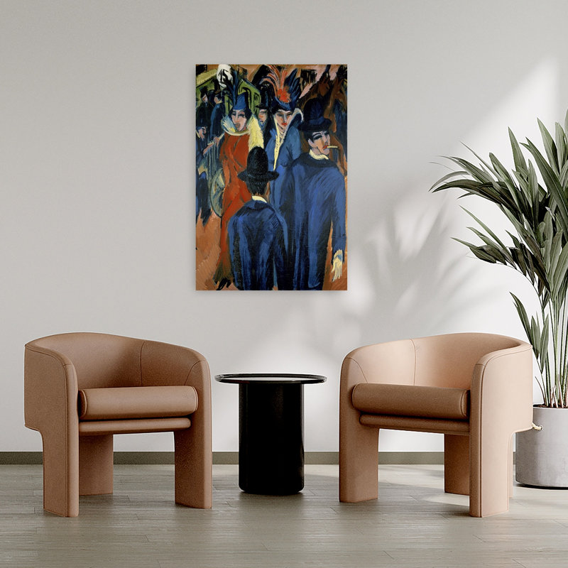 Berlin Street Scene, 1913 Expressionist Contemporary Wall Art Print 1 Piece Wrapped Canvas Wall Art, 91.44cm H x 60.96cm W