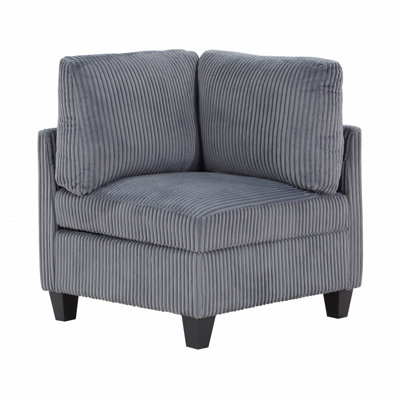 Siège de coin de style moderne gris foncé avec rangement et tissu d'ameublement en velours côtelé