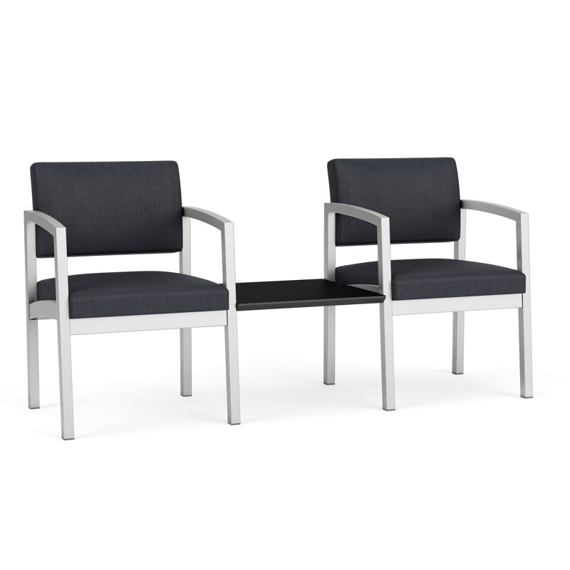 Structure tandem 2 places avec table centrale en acier Lenox, Argent / noir minuit, Midnight Black, Fosse Sentry