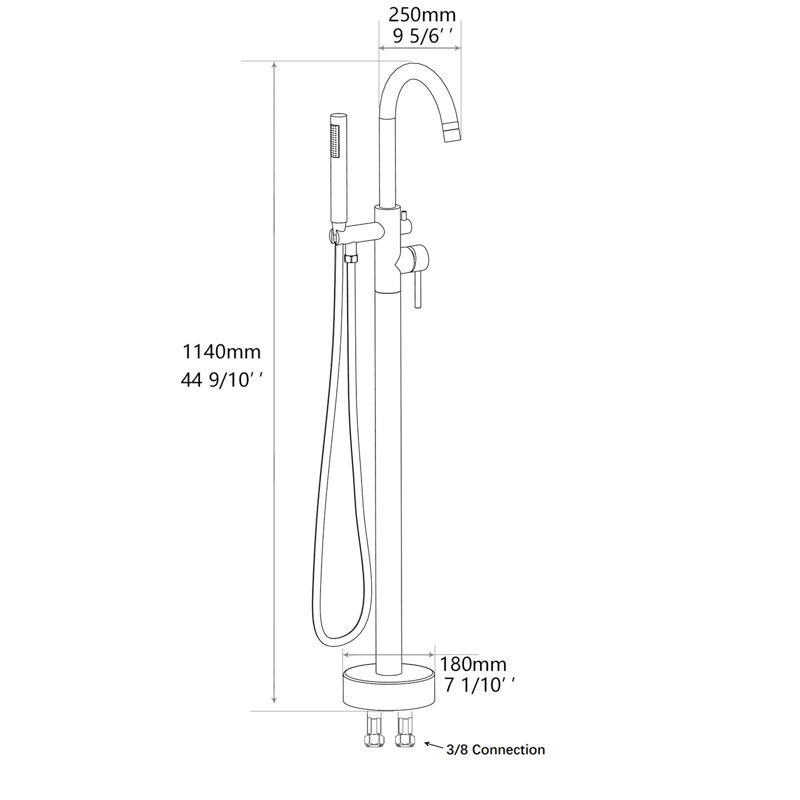 Freestanding Bathtub Faucet With Hand Shower, Matte Black, Look Quality Materials