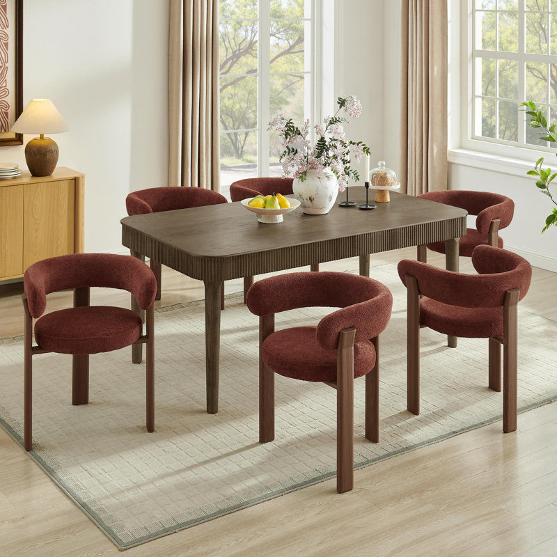 Fauteuil rembourré Varian Modern Teddy avec pieds en métal, 6, Rouge