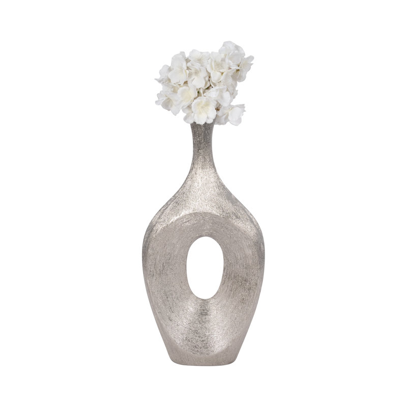 Ethean Decorative Stoneware Ceramic Vase with Sculptural Modern Silhouette and Textured Oval Body for Contemporary Display Appeal