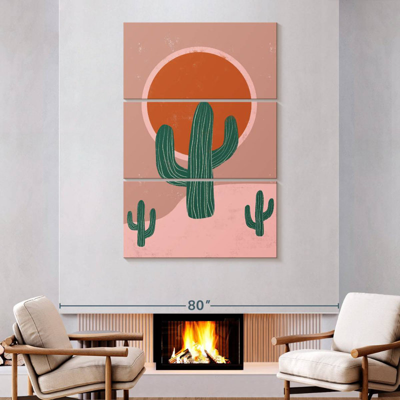 Harnek cactus et coucher de soleil, H 74 po x l 48 po