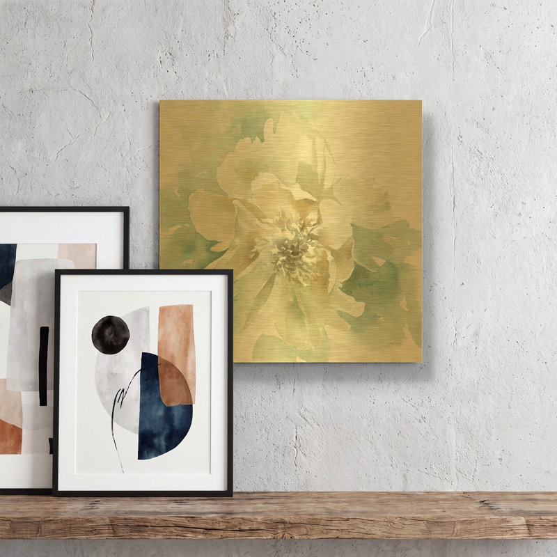 «Poetic Blooming II» par Katrina Pete, art mural en métal doré, 12 po x 12 po, 12 po x 12 po