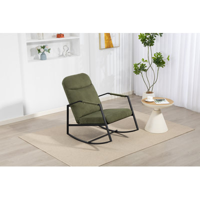 Chaise rembourrée pour patio avec siège rembourré et dossier haut Coffre-fort et fauteuil confortable pour bureau de salon, porche, jardin, cour, vert
