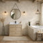 Meuble-lavabo simple avec plateau en pierre reconstituée Redondo-298663461