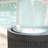 20X20x19.5" Heavy Cement Round Black Ribbed Outdoor Water Fountain With Light (Color Change)