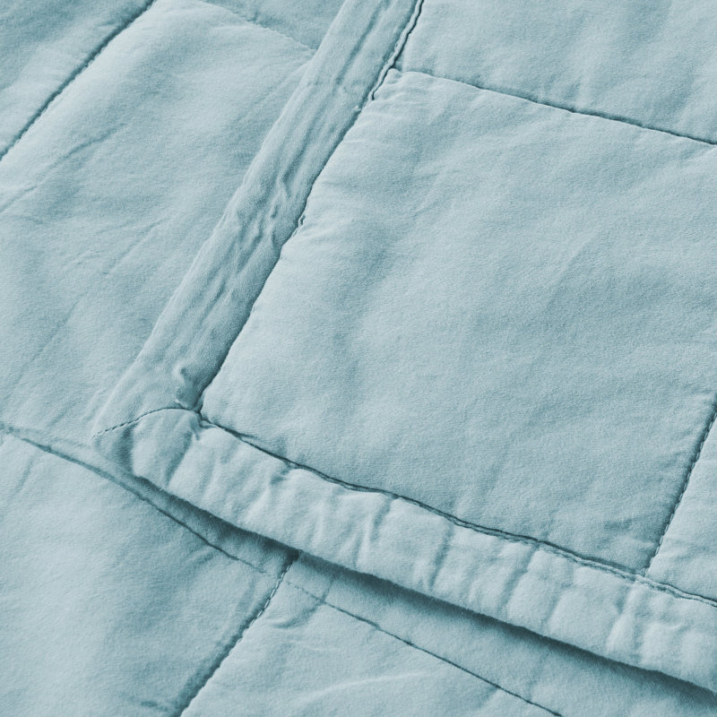 Laundered Cotton Throw Blanket, Chalk Blue