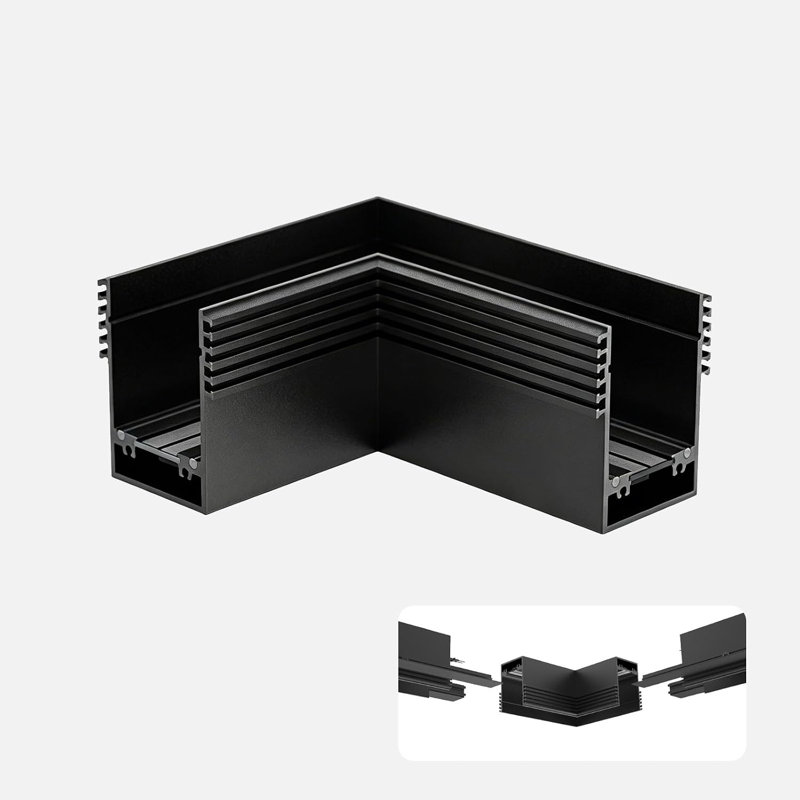 Connecteur d'angle horizontal SCON pour rail magnétique encastré, connecteur professionnel en aluminium en forme de L pour système d'éclairage sur rail à intensité variable 24 V