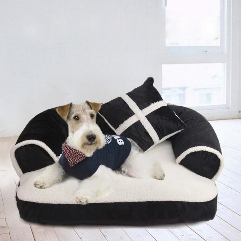 Canapé-lit chaud pour chien, Grand (H 9,84 po x l 32,28 po x P 23,62 po), Noir