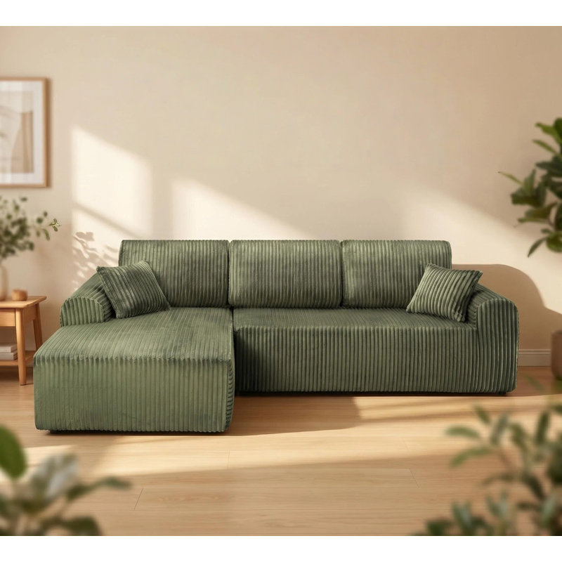 109“ Boneless Couch L-Shaped Sectional Sofa Upholstery Sofa Cloud Modular Couch with Chaise 2 - Piece No Assembly Required Corduroy Fabric Free Combination Cloud Sectional Couch with L-Shape Chaise Deep Seat Modular Sofa for Living Room Bedroom.