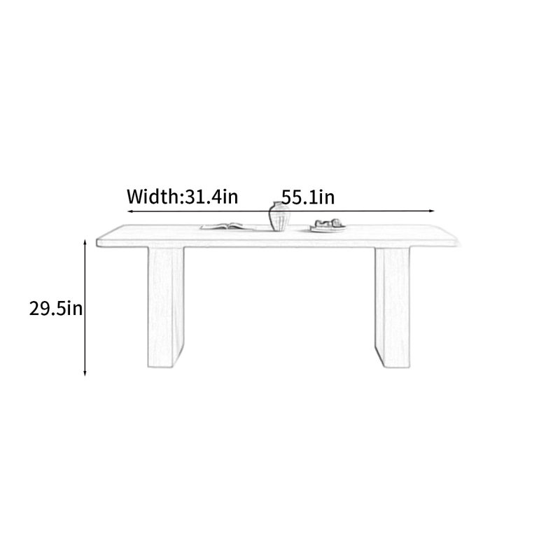 Retro stone slab dining table, 29.5"H x 55.1"L x 31.4"W