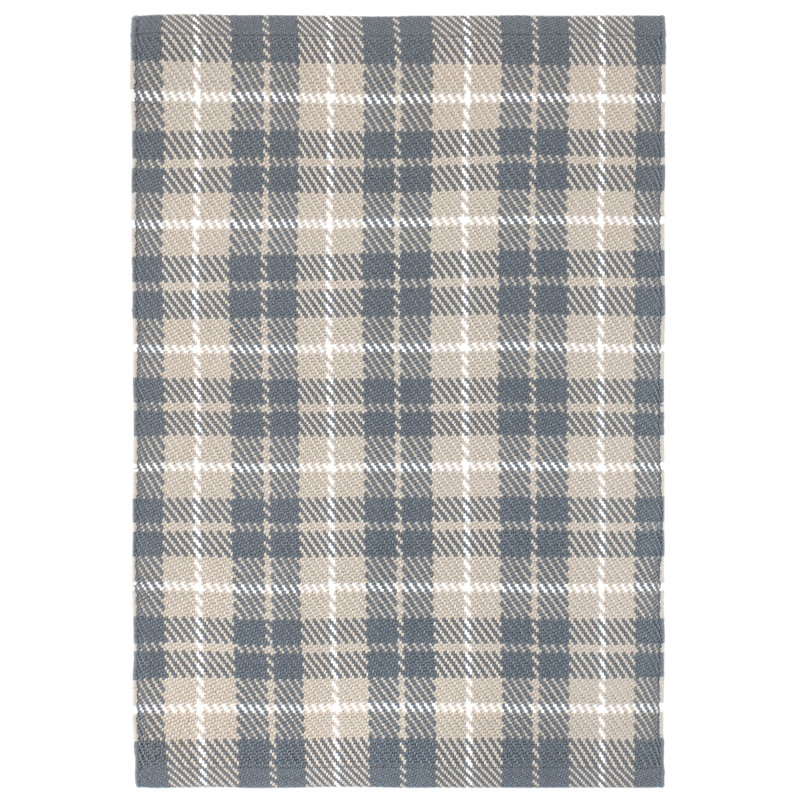Lakeville Plaid Charcoal Handwoven Indoor/Outdoor Rug, Runner 2'6" x 8'