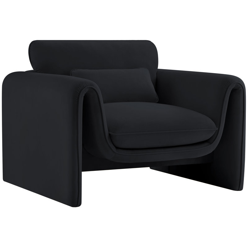 Sloan 42 inches W Velvet Armchair, Black Velvet