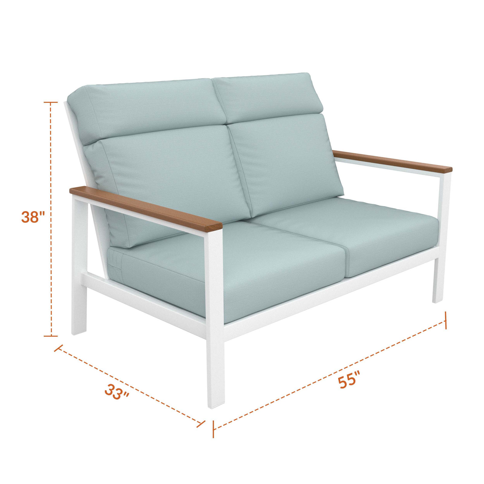 Townsend 55" Sunbrella® Patio Loveseat, Bliss Dew, Brown