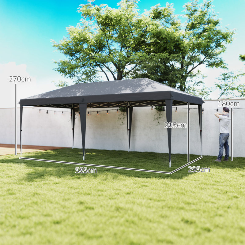 Steel Soft-top Gazebo, 270cm H x 585cm W x 295cm D, Grey
