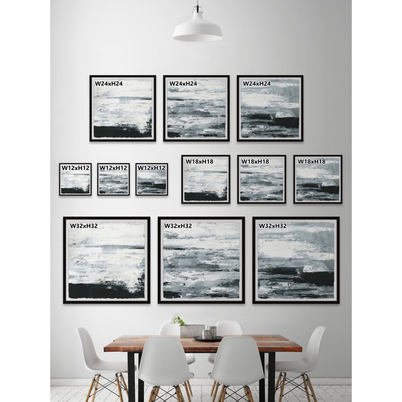 «Black and White Smudges» par Parvez Taj - Cadre 3 pièces, H 12 po x l 12 po x P 1,5 po