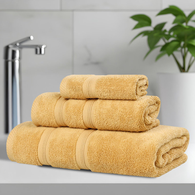  Smart Quick-Dry Zero Twist Cotton 3-Piece Towel Set, Gold