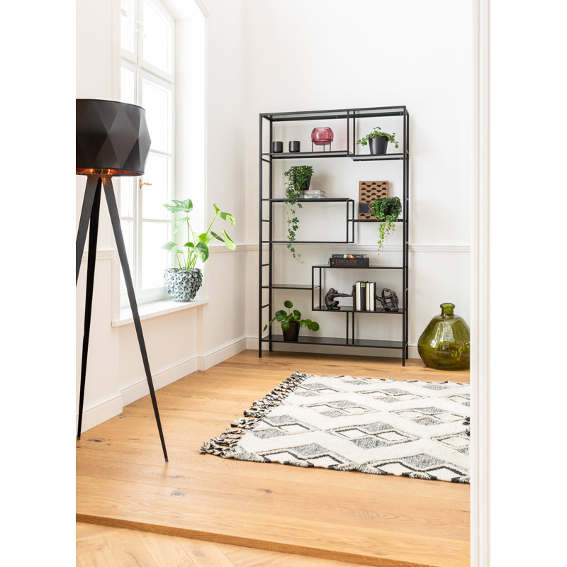 195cm H x 115cm W Geometric Bookcase, Black