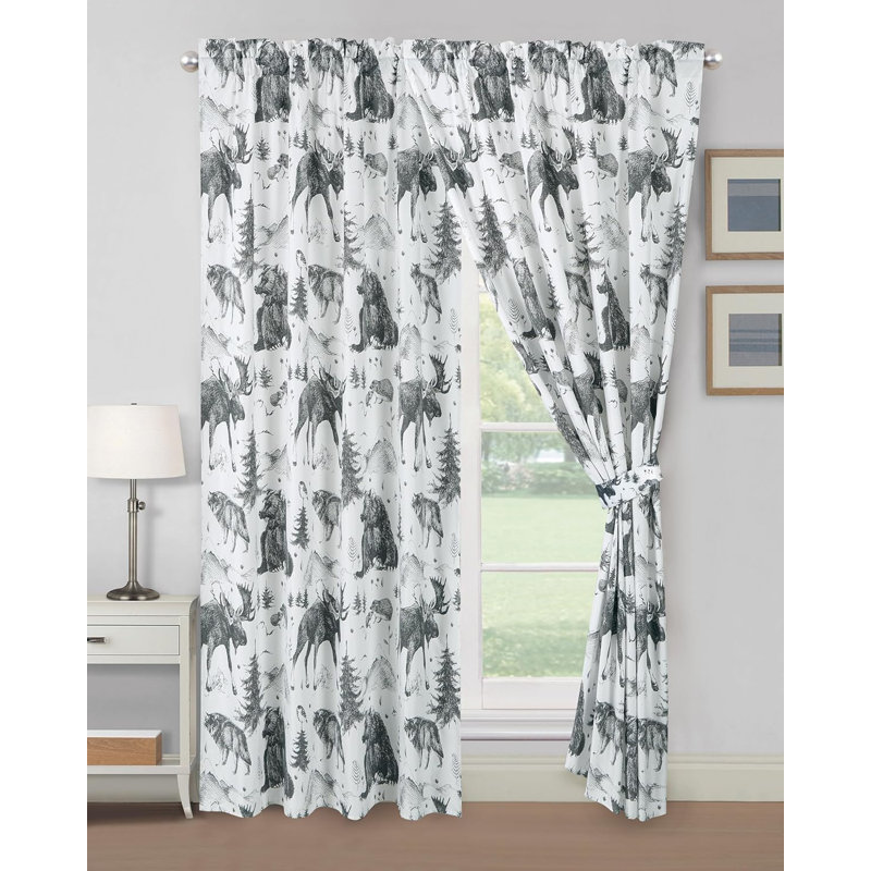 White Lodge Animal Print Light-Filtering Polyester Window Panels
