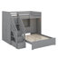 Lit simple superposé simple avec marches de rangement, garde-robe, ports USB et éclairage intégré-319897582