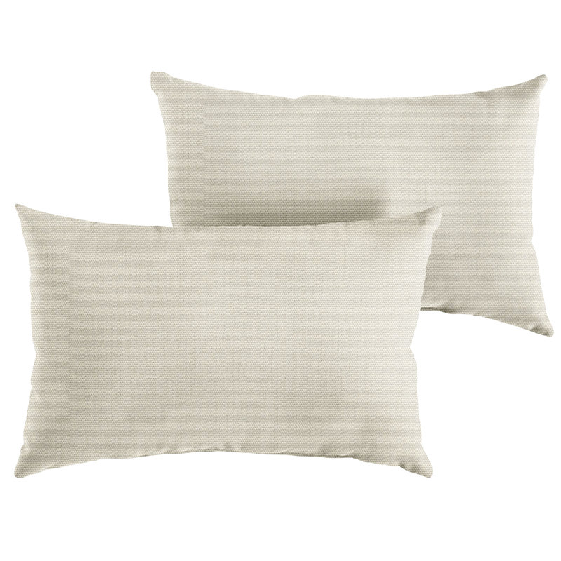 Sunbrella Lumbar Rectangular Indoor/Outdoor Pillow Cover & Insert, Blanc cassé, H 14 po x l 24 po