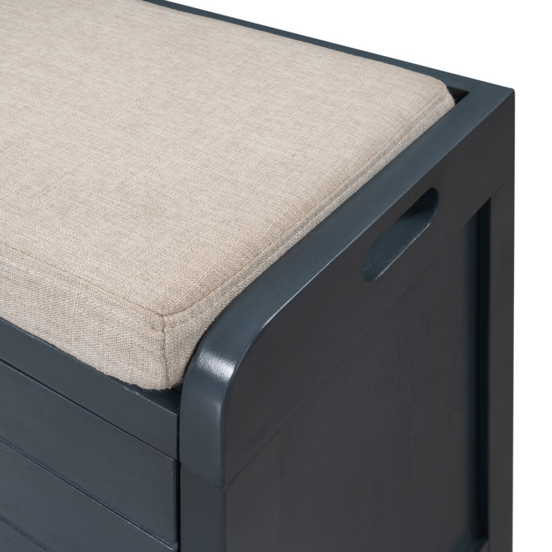 Banc de rangement avec panier amovible et 2 tiroirs, Marine