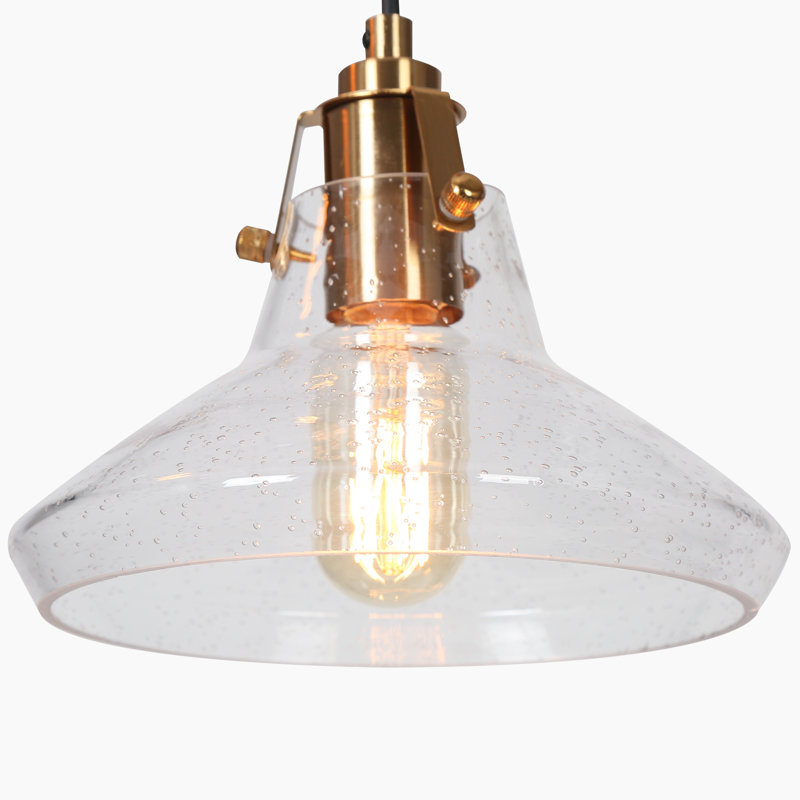 Lustre moderne en grappe dorée à 3 lumières avec verre bullé pour intérieur sec, H 7,5 po x l 18 po x P 18 po, Trois lumières
