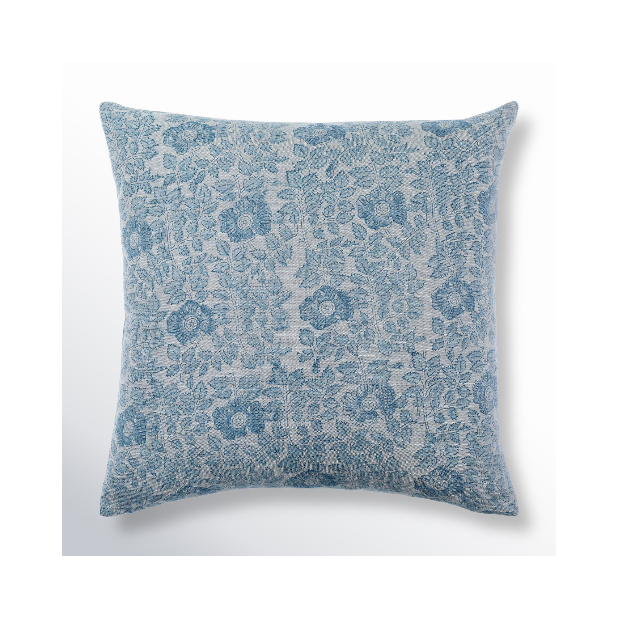 Tallie Floral Linen Pillow Cover, 22" x 22", Down