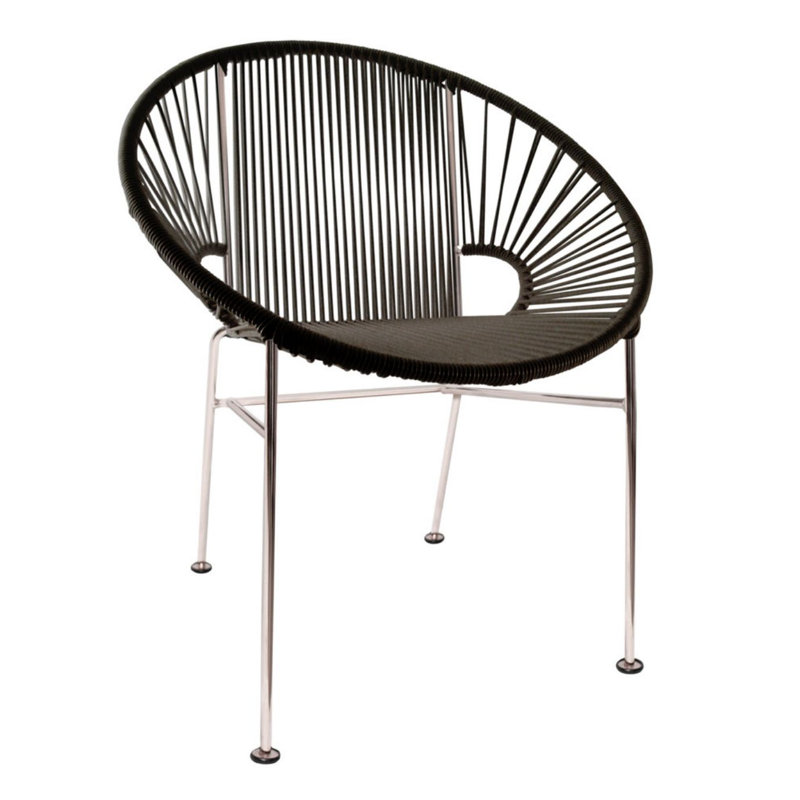 Concha Indoor/Outdoor Handmade Dining Chair, Chrome, Black