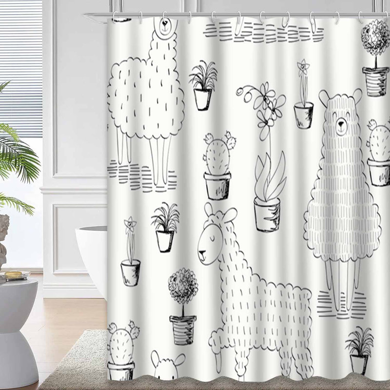 Rideau de douche imperméable AlpacaCactus, L 72 po x l 84 po