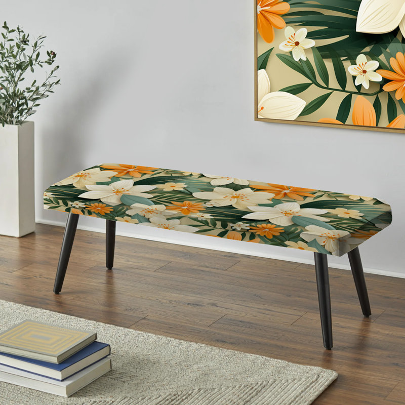 Mangu Bloom - motif tropical II - banc rembourré noir Tropical