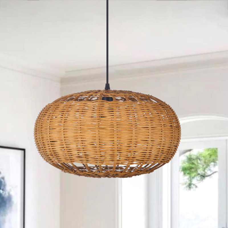 Luminaire suspendu en rotin Vintage Farmhouse Basket, H 13,78 po x l 23,62 po x P 23,62 po
