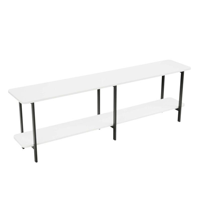 Celine 71" Console Table In White (2-Shelf), White/Black