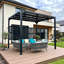 9,8 x 7,9 pi Pergola d'extérieur en métal découpé au laser avec structure en acier thermolaqué, écran d'intimité compatible avec un patio extérieur