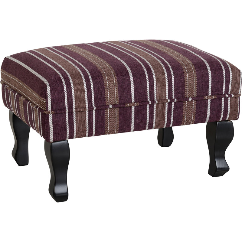 Mont Wide Rectangle Striped Footstool, Burgundy