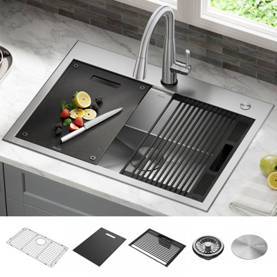 Évier de cuisine encastré en acier inoxydable de calibre 16 Delta Rivet ™