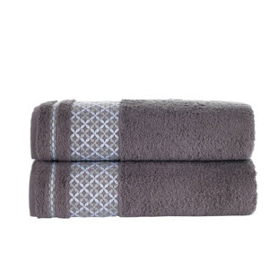 KAFTHAN Textile Plaid Turkish Cotton Bath Towels (Set of 2)