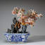 Genuine Multi Gemstone Bonsai Tree in Square Porcelain Pot (13")
