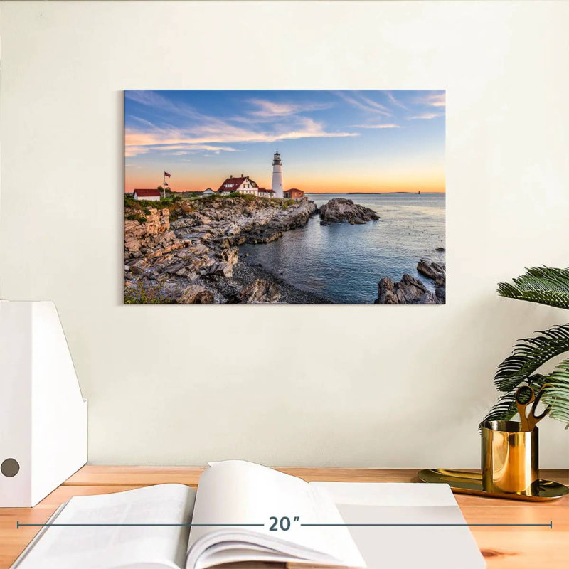Portland head lighthouse sunset Aletra, H 8 po x l 12 po