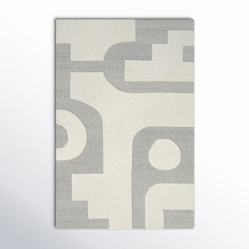 Wingrove Abstract Hand Tufted Wool Area Rug in Gray, Rectangle 2' x 3'