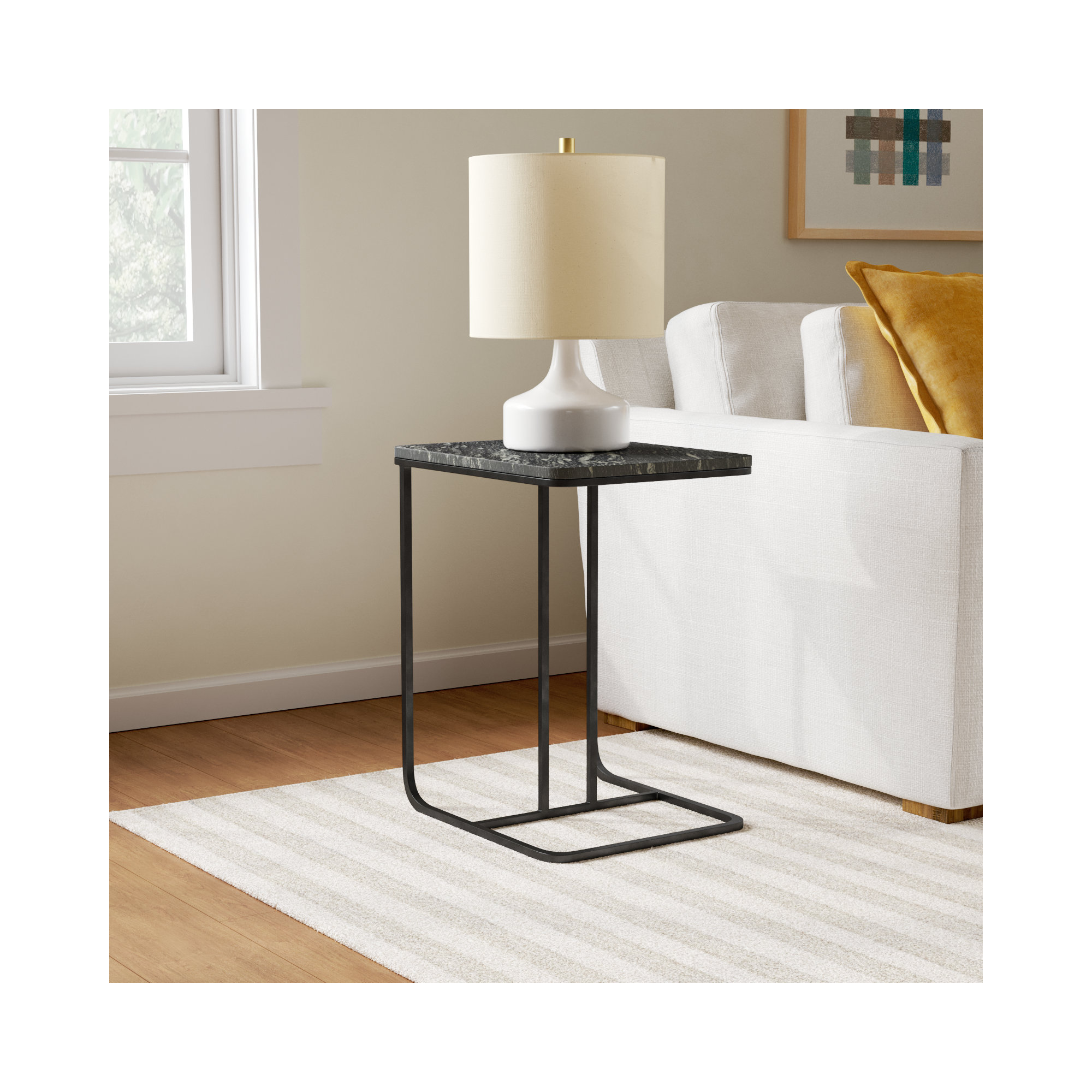 Erlinda End Table, Matte Black, Polished Black