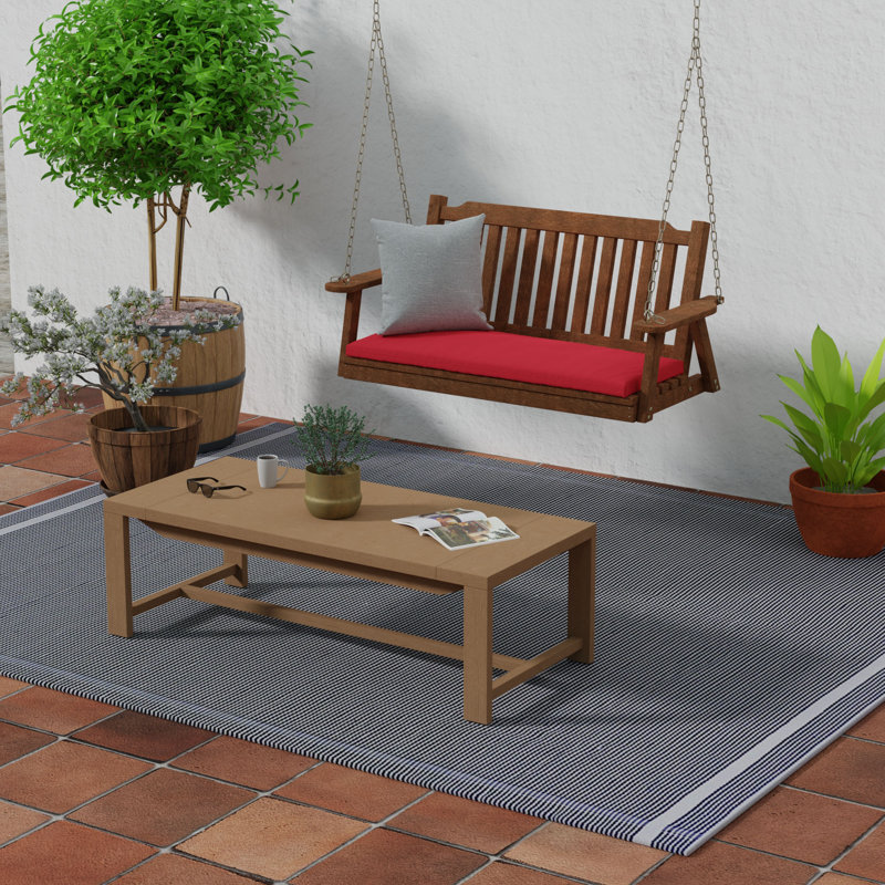 48" x 18" Outdoor Bench Cushion with Ties, Canvas Blush